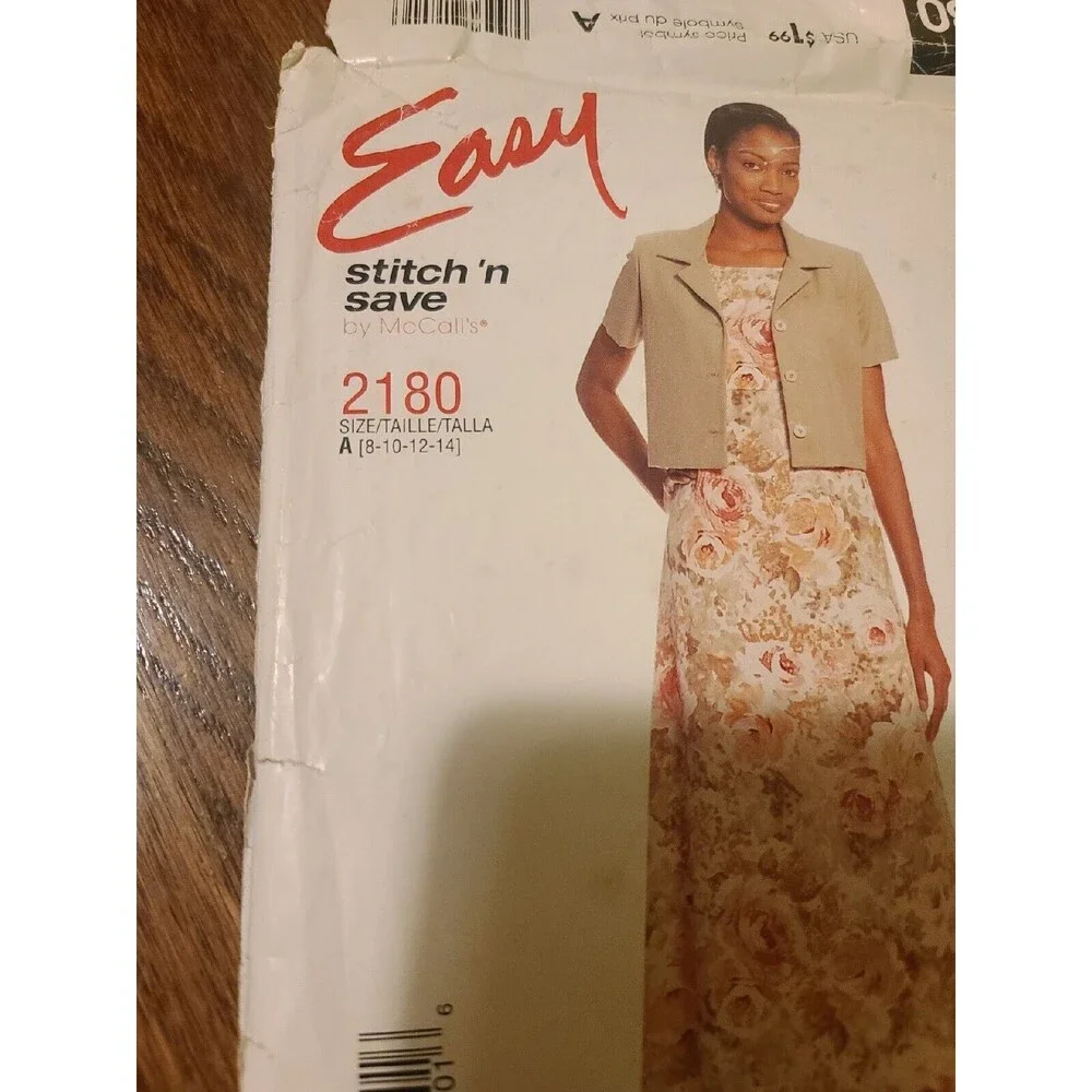 Easy Pullover Dress Sewing Pattern (Sizes 8-10-12-14) McCall's 2180